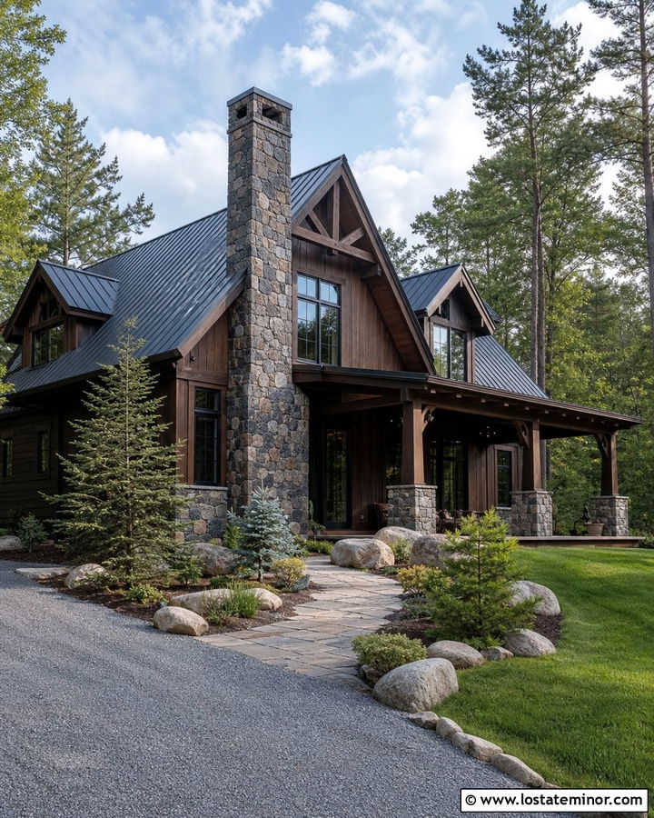 Stone Chalet With Oversized Chimney - 30 Stone House Design With Chimney Ideas