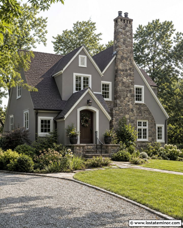 Stone Chimney House With Matching Trim - 30 Stone House Design With Trim Ideas