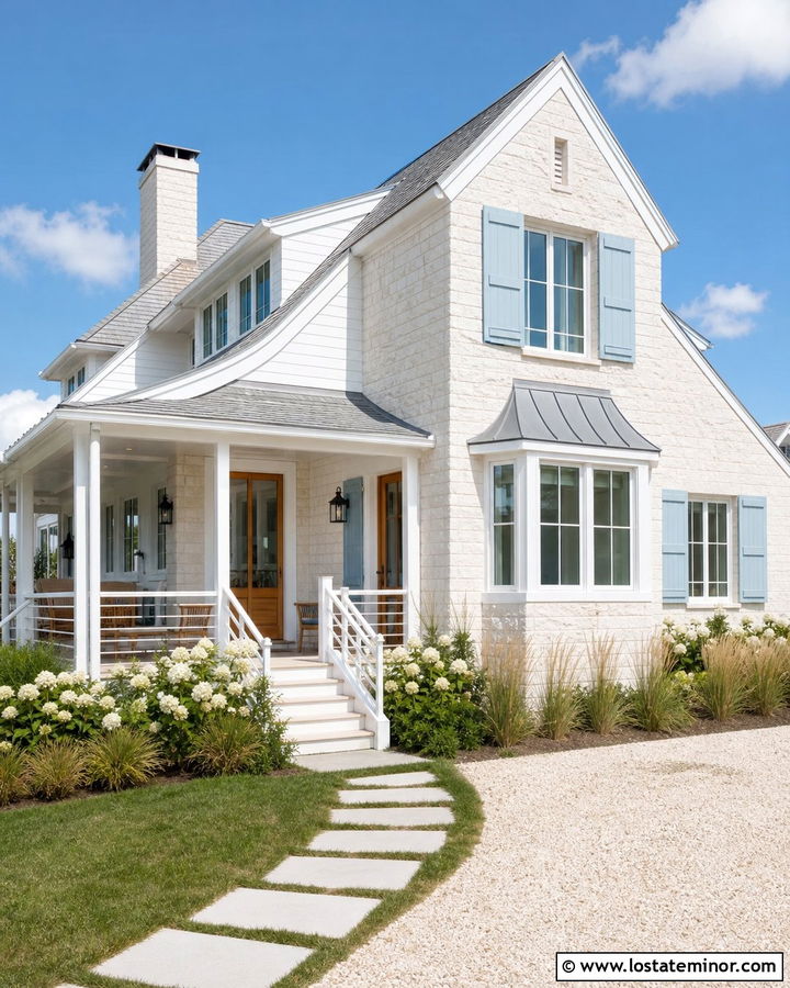 Stone Coastal House With Light Gray Roof - 30 Stone House Design With Roof Ideas