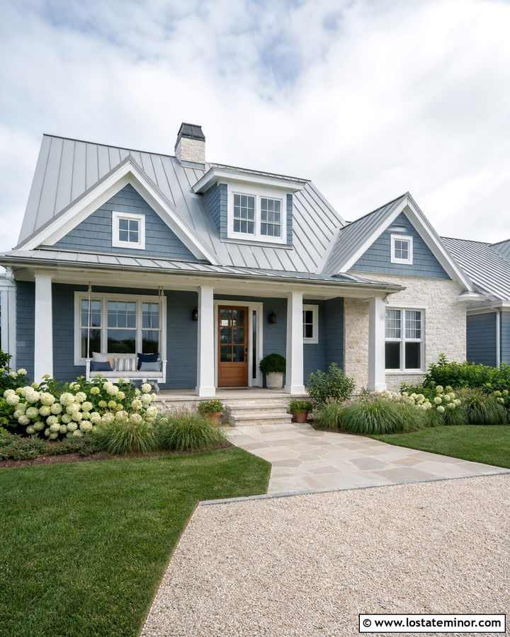 Stone Coastal House With White Rope Swing - 30 Stone House Design With Swing Ideas