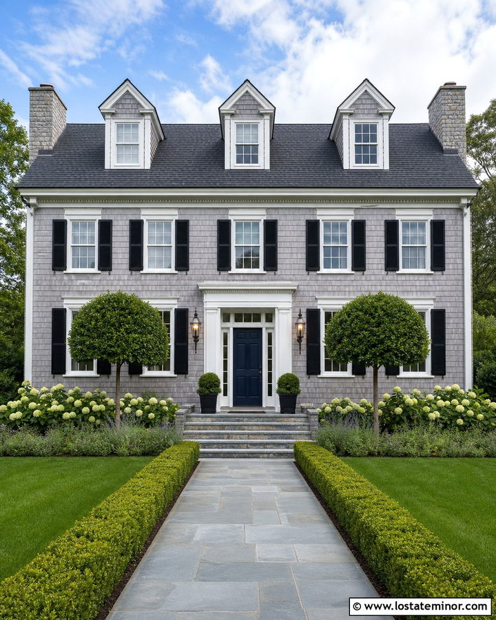 Stone Colonial House With Cedar Shake Dormers - 30 Stone House Design With Cedar Shake Ideas