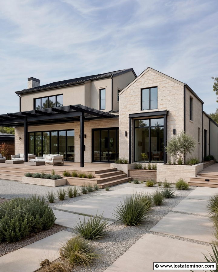 Stone Contemporary House With Floating Deck - 30 Stone House Design With Deck Ideas