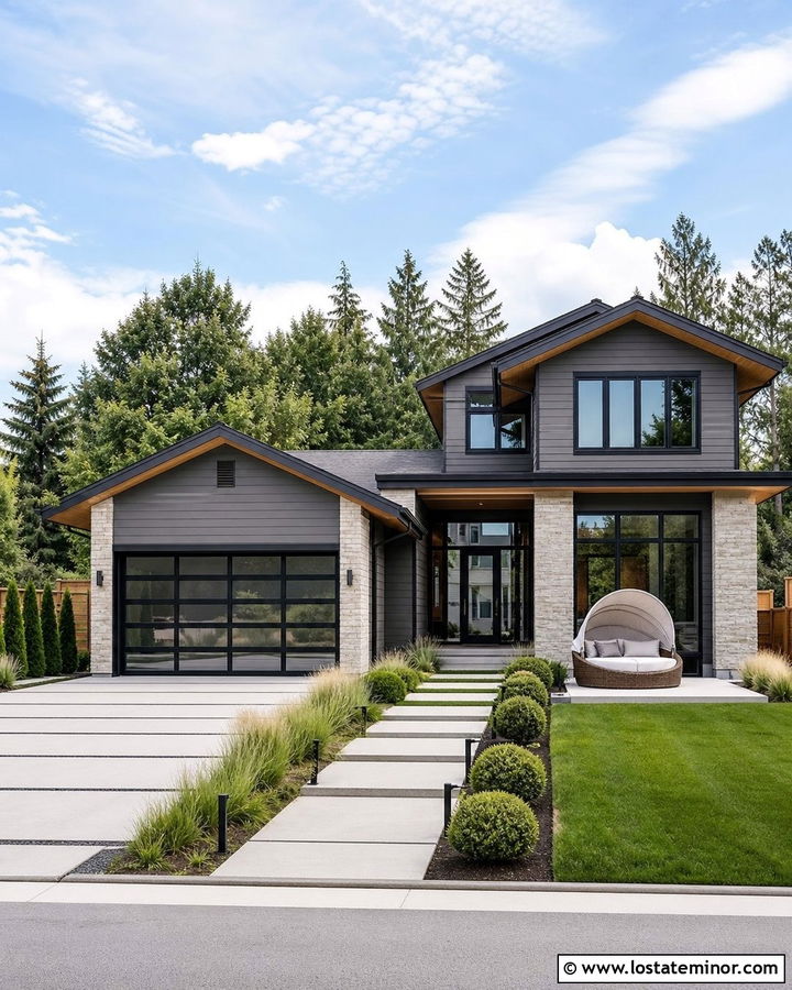 Stone Contemporary House With Round Daybed - 30 Stone House Design With Daybed Ideas