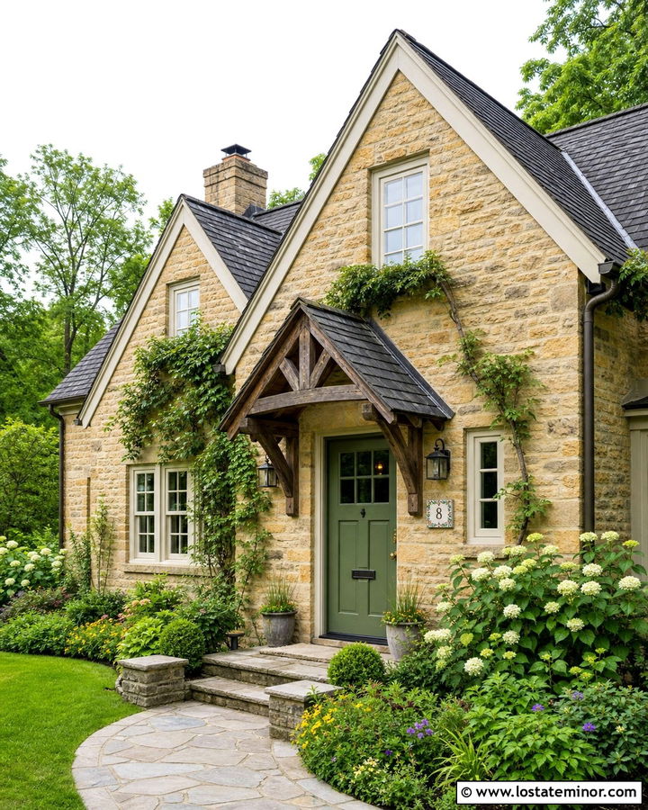Stone Cottage House With Ceramic Numbers - 30 Stone House Design With House Numbers Ideas