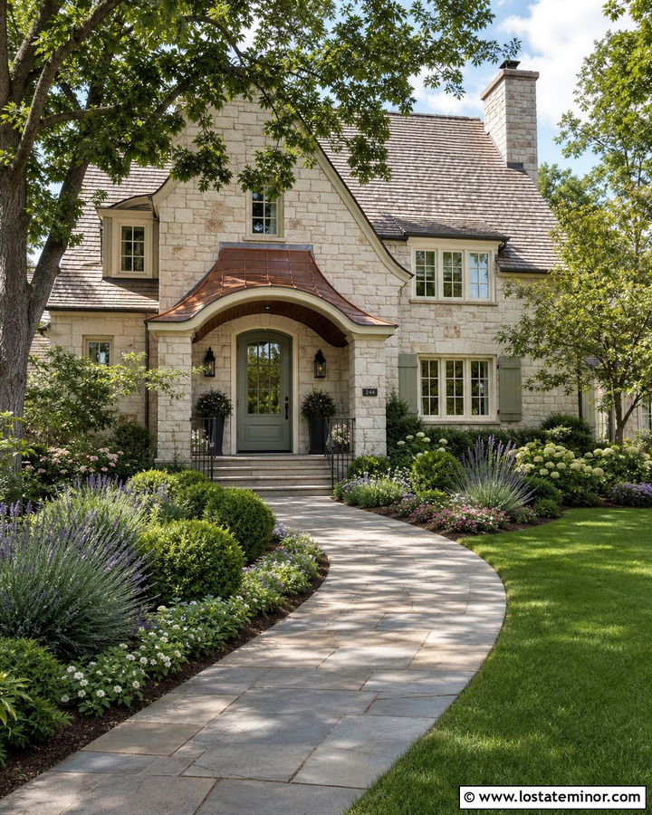 Stone Cottage With Arched Portico - 30 Stone House Design With Portico Ideas