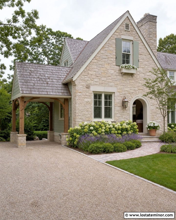 Stone Cottage With Attached Side Carport - 30 Stone House Design With Carport Ideas