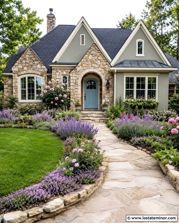 Stone Cottage With English Front Garden - 30 Stone House Design With Front Yard Ideas