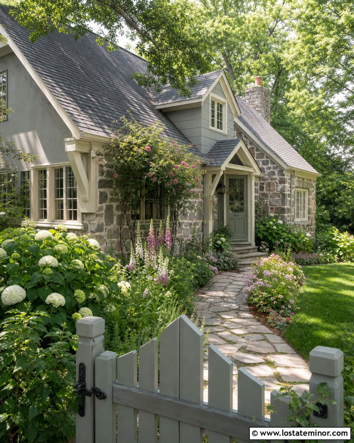 Stone Cottage With English Garden - 30 Stone House Design With Landscaping Ideas