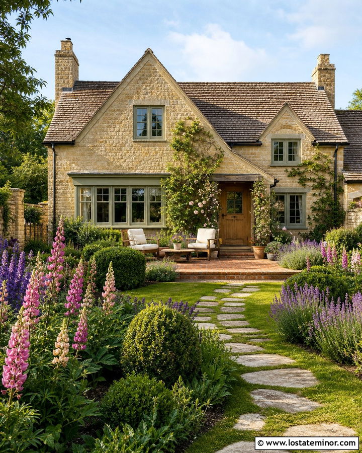 Stone Cottage With English Garden - 30 Stone House Design With Backyard Ideas