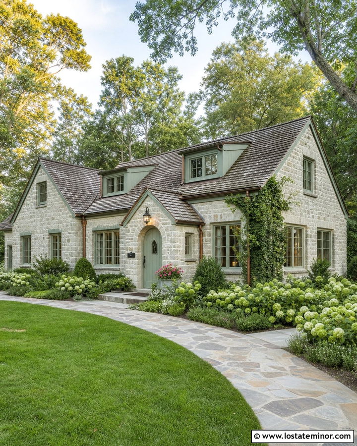 Stone Cottage With Hanging Porch Lantern - 30 Stone House Design With Light Fixtures Ideas