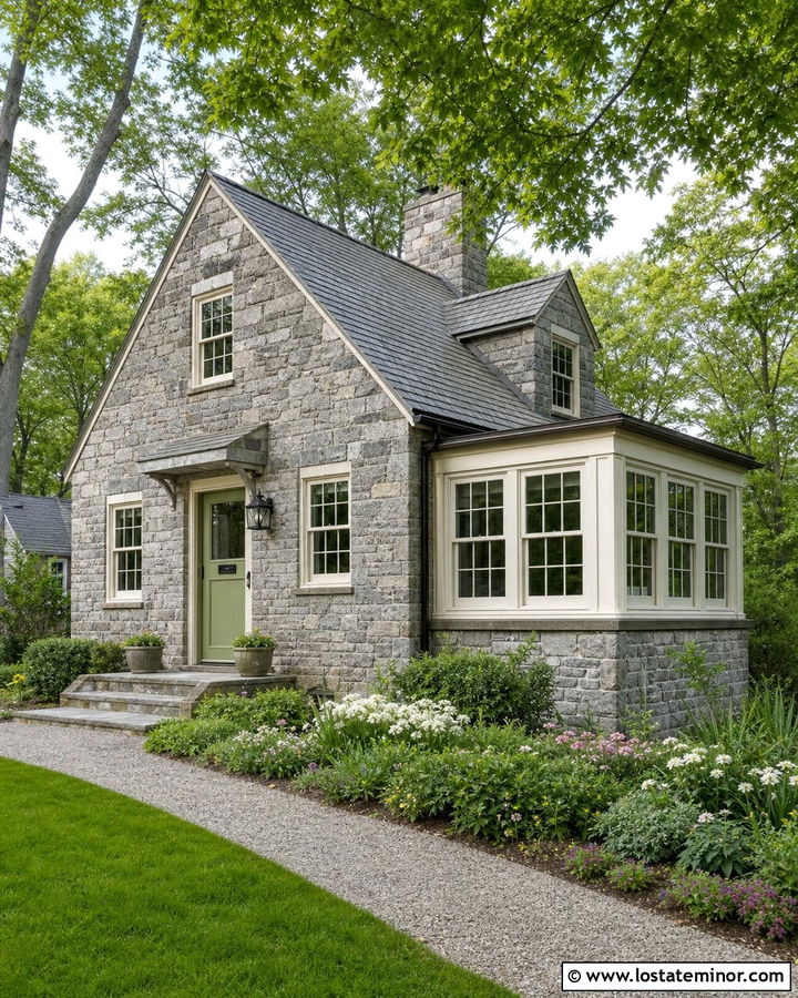 Stone Cottage With Side Sunroom - 30 Stone House Design With Sunroom Ideas