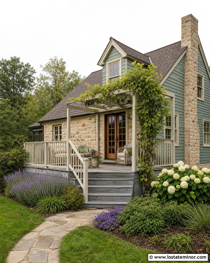 Stone Cottage With Small Side Deck - 30 Stone House Design With Deck Ideas