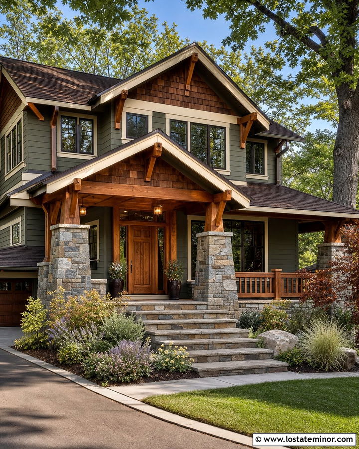 Stone Craftsman House With Cedar Shake Siding - 30 Stone House Design With Cedar Shake Ideas
