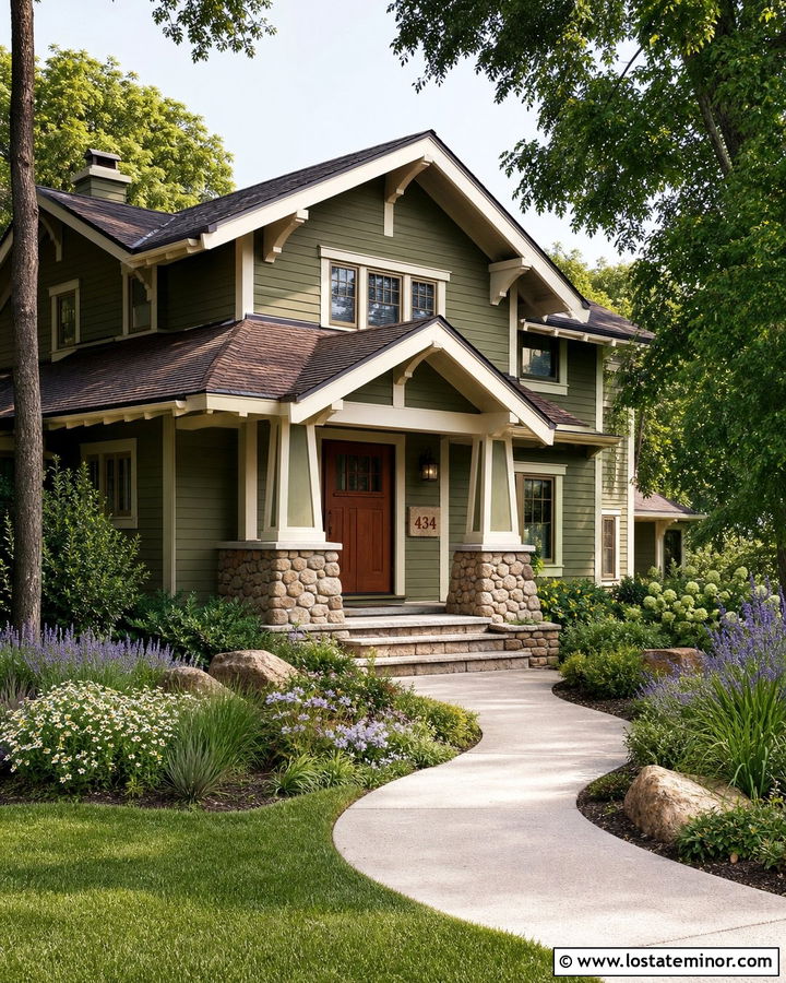 Stone Craftsman House With Copper Numbers - 30 Stone House Design With House Numbers Ideas