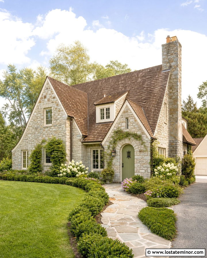 Stone English Cottage With Cedar Shake Roof - 30 Stone House Design With Roof Ideas