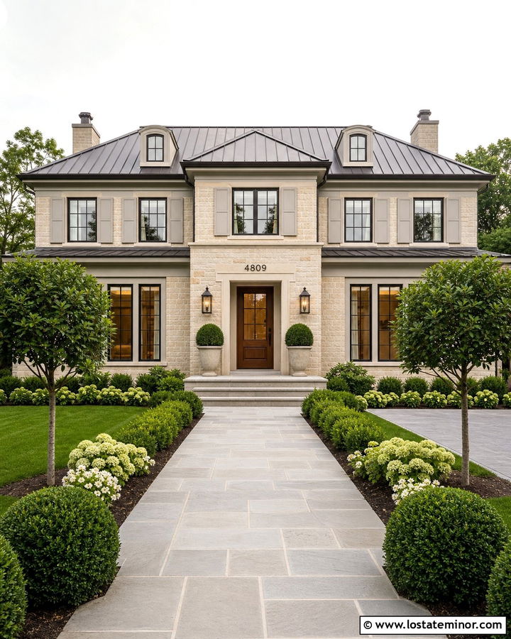 Stone Entry House With Numbers Above The Door - 30 Stone House Design With House Numbers Ideas