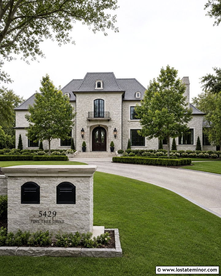 Stone Estate House With Double Mailbox - 30 Stone House Design With Mailbox Ideas
