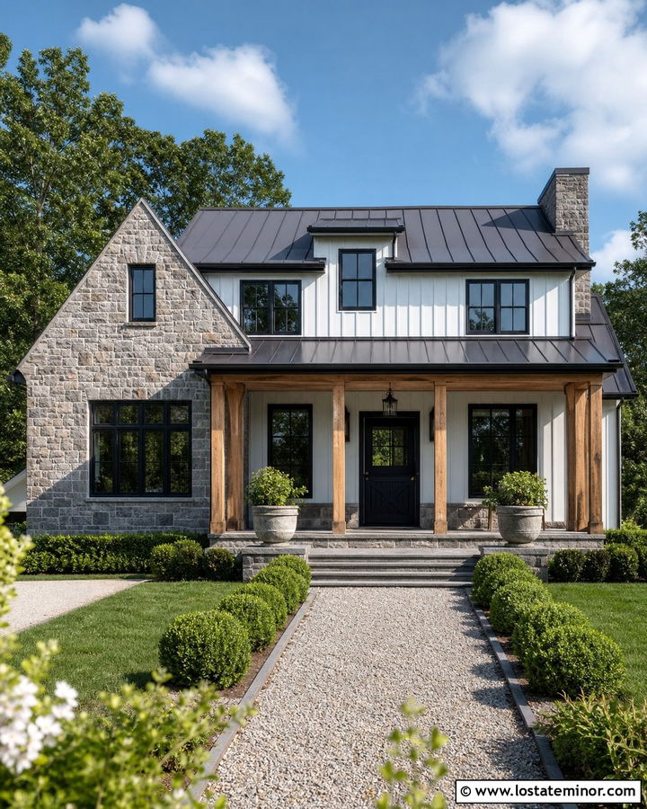 Stone Farmhouse With Black Dutch Door - 30 Stone House Design With Dutch Door Ideas