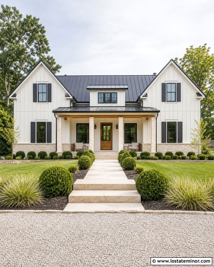 Stone Farmhouse With Board And Batten Shutters - 30 Stone House Design With Shutters Ideas