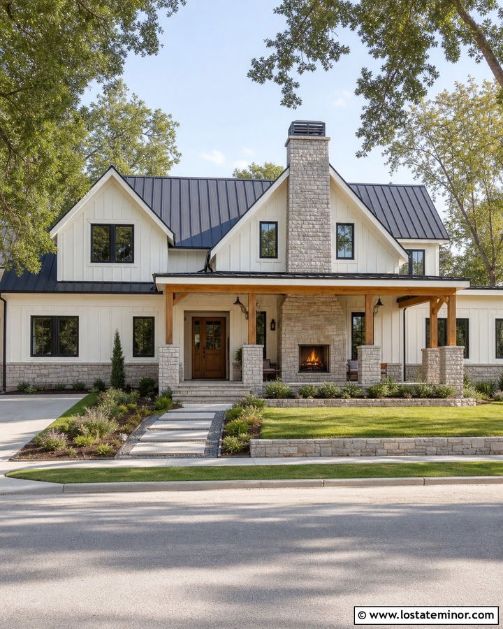 Stone Farmhouse With Exterior Fireplace Chimney - 30 Stone House Design With Chimney Ideas