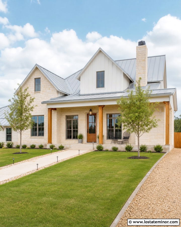 Stone Farmhouse With Galvanized Metal Roof - 30 Stone House Design With Roof Ideas