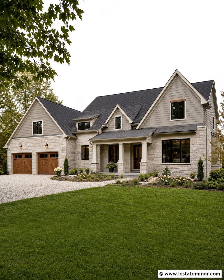 Stone Farmhouse With Shingle Gables - 30 Stone House Design With Shingles Ideas