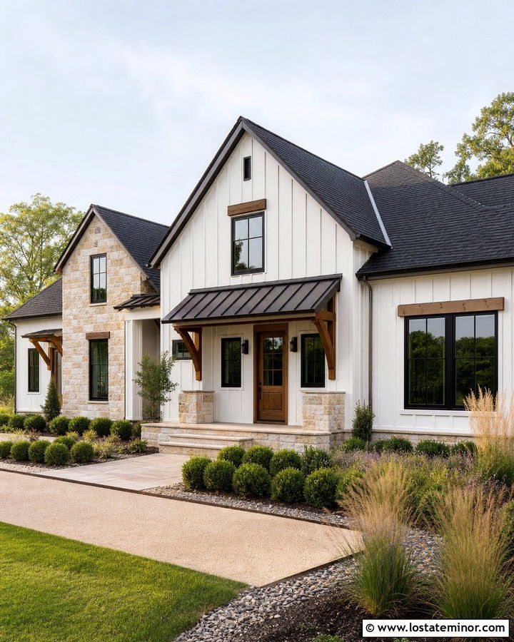 Stone Farmhouse With Standing Seam Awning - 30 Stone House Design With Awning Ideas