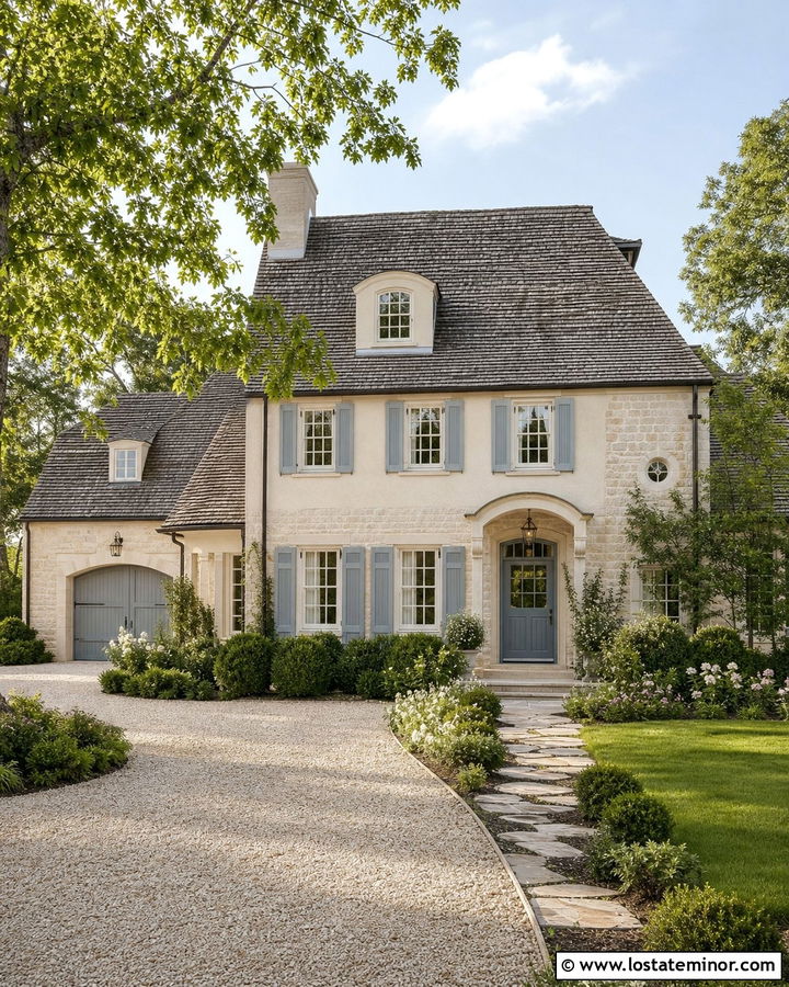 Stone French Country House With Blue Dutch Door - 30 Stone House Design With Dutch Door Ideas