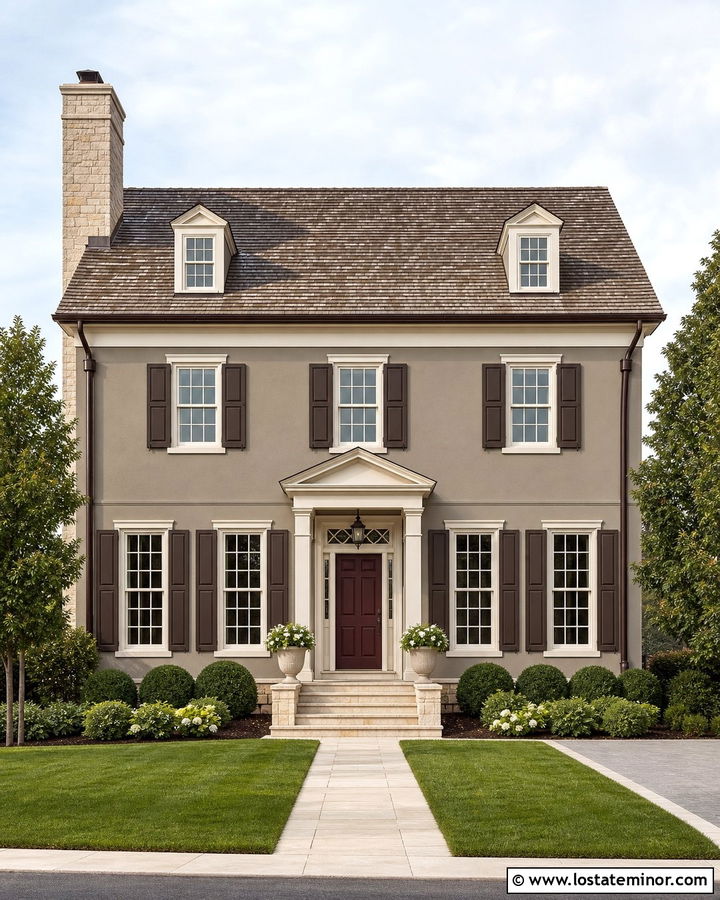 Stone Hearth House With Limestone Chimney - 30 Greige House Design With Stone Accents Ideas
