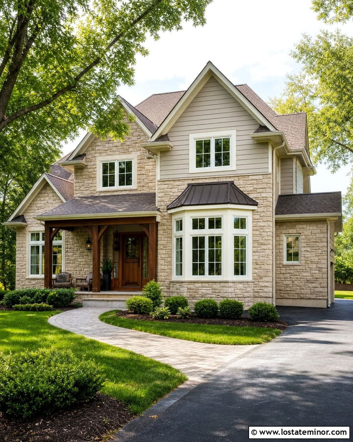Stone House With Bay Windows - 30 Stone House Design With Window Frames Ideas