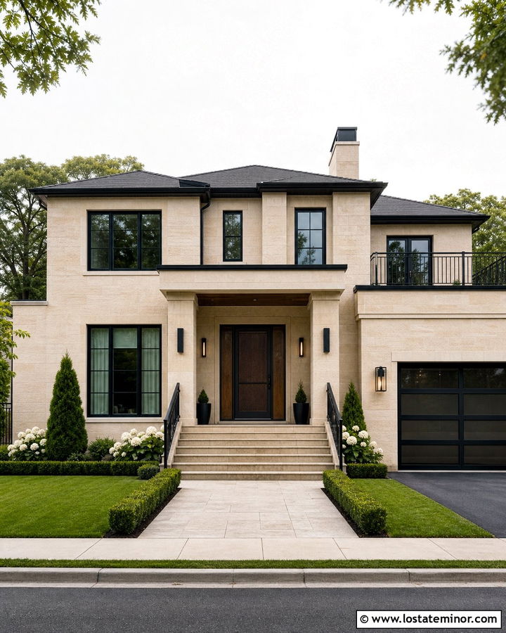 Stone House With Black Security Screen Door - 30 Stone House Design With Screen Door Ideas