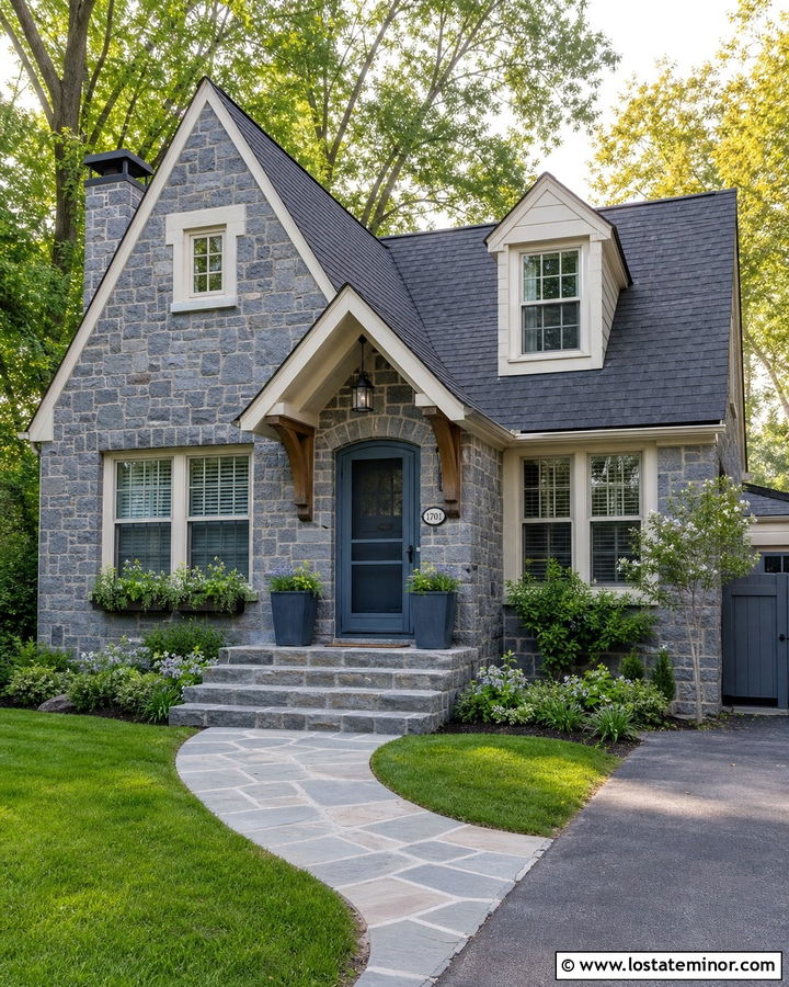 Stone House With Blue Screen Door - 30 Stone House Design With Screen Door Ideas