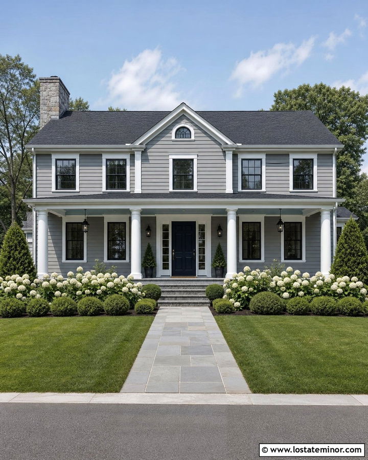 Stone House With Blue Shiplap Porch Ceiling - 30 Stone House Design With Porch Ceiling Ideas