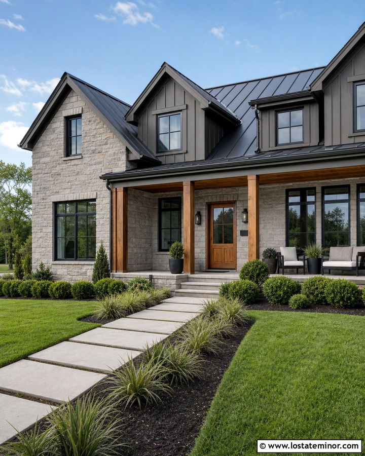 Stone House With Board And Batten Dormers - 30 Stone House Design With Dormers Ideas