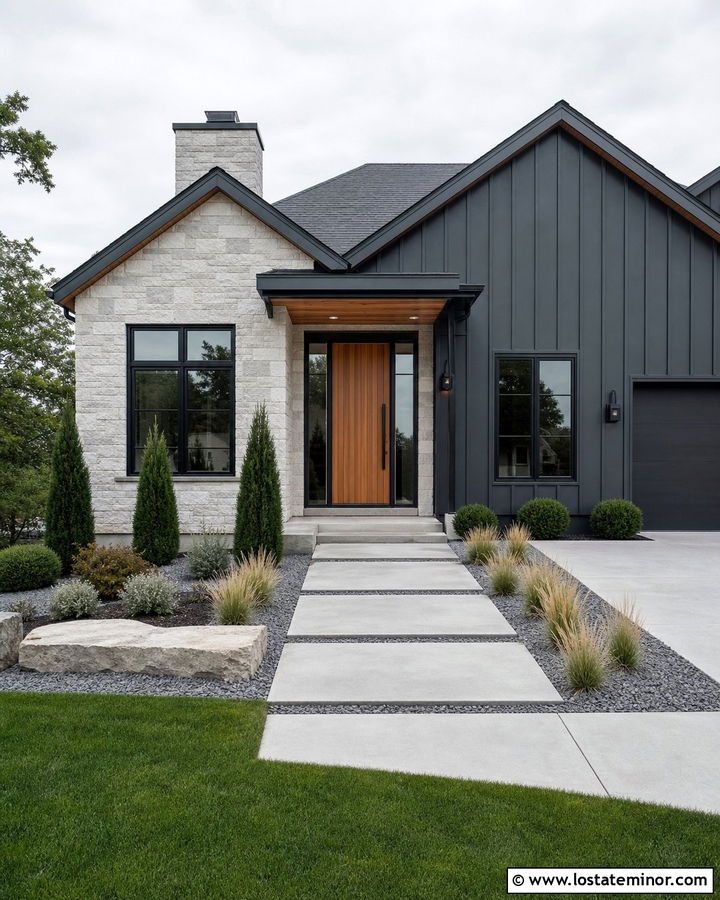 Stone House With Cedar Entry Door - 30 Stone House Design With Entry Door Ideas