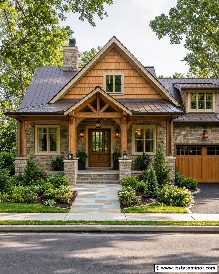 Stone House With Cedar Shake Porch - 30 Stone House Design With Cedar Shake Ideas