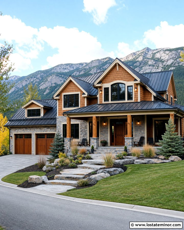 Stone House With Cedar Shakes And Metal Roof - 30 Stone House Design With Cedar Shake Ideas