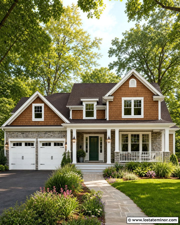 Stone House With Cedar Shakes And White Trim - 30 Stone House Design With Cedar Shake Ideas