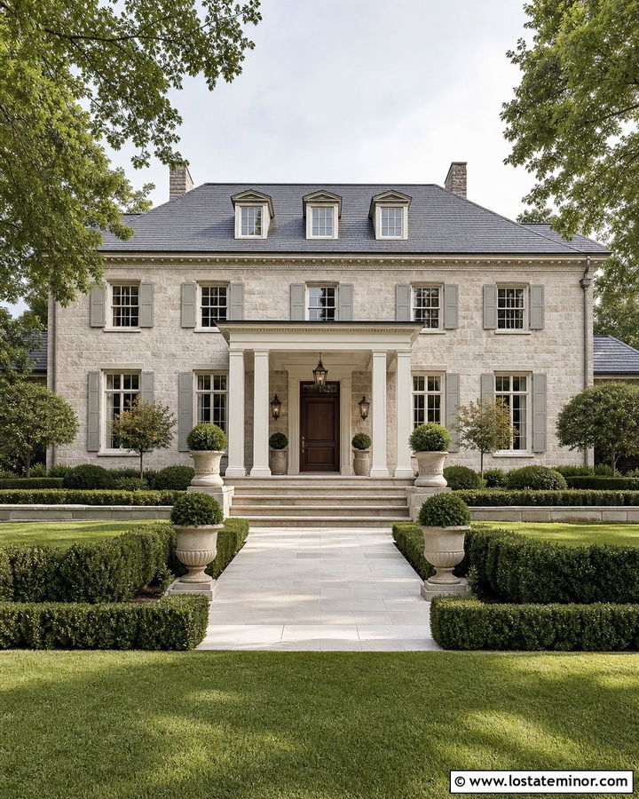 Stone House With Coffered Porch Ceiling - 30 Stone House Design With Porch Ceiling Ideas