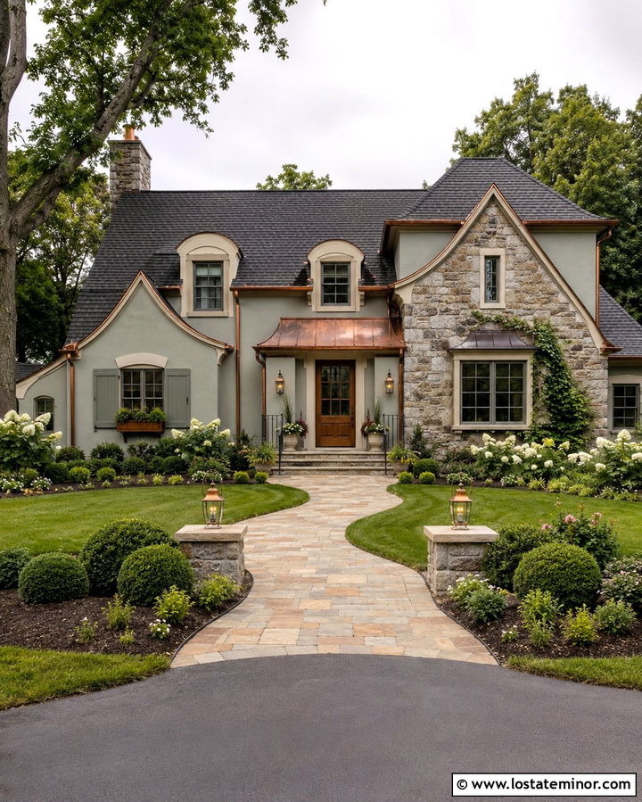 Stone House With Copper Accents - 30 Stone House Design With Accents Ideas