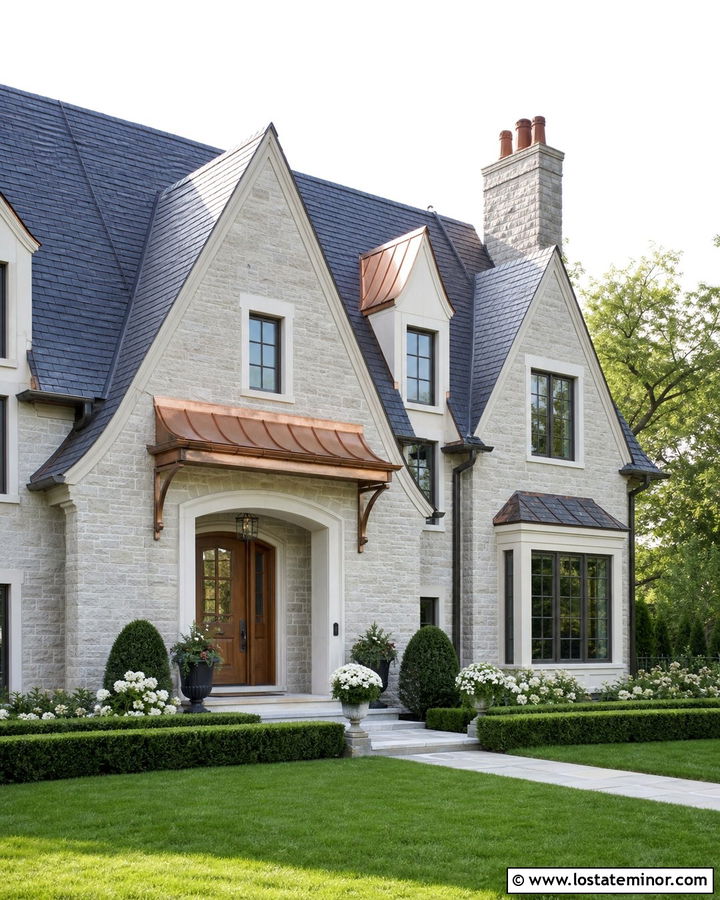 Stone House With Copper Roof Dormers - 30 Stone House Design With Dormers Ideas