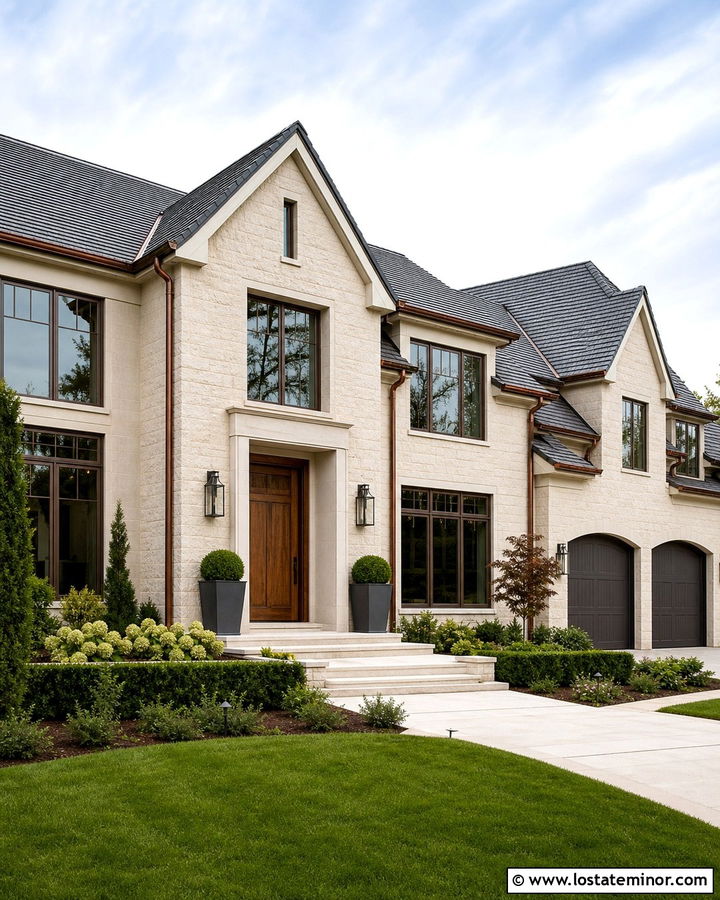Stone House With Copper Window Frames - 30 Stone House Design With Window Frames Ideas