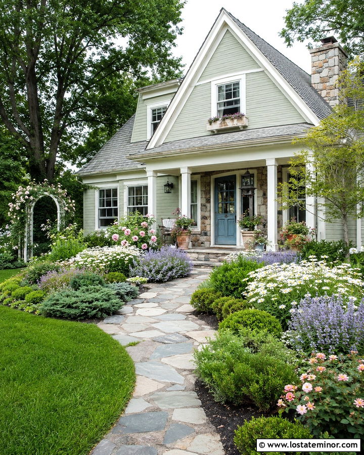 Stone House With Cottage Front Yard - 30 Stone House Design With Front Yard Ideas
