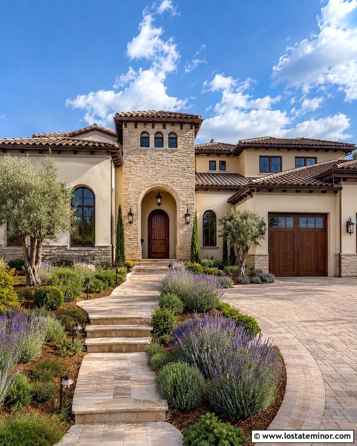 Stone House With Cream Stucco Accents - 30 Stone House Design With Accents Ideas