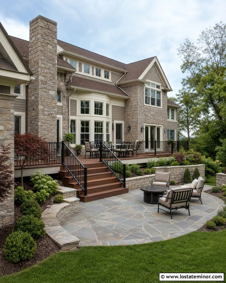 Stone House With Deck And Patio - 30 Stone House Design With Deck Ideas