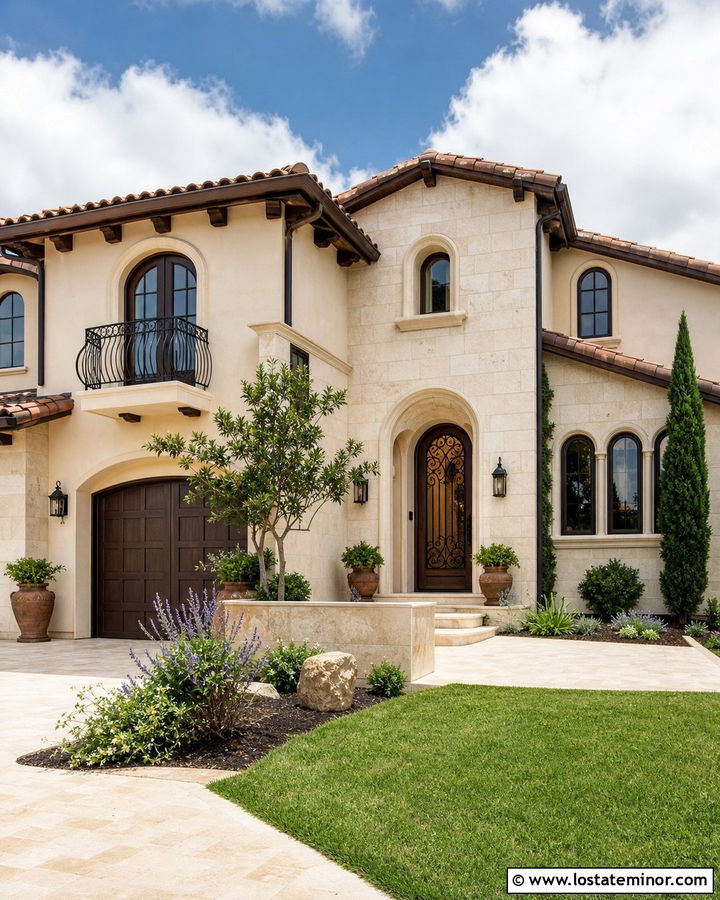 Stone House With Decorative Metal Screen Door - 30 Stone House Design With Screen Door Ideas