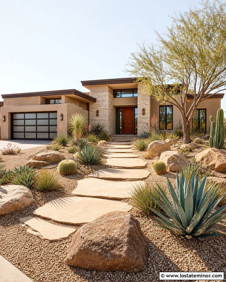 Stone House With Desert Landscaping - 30 Stone House Design With Landscaping Ideas