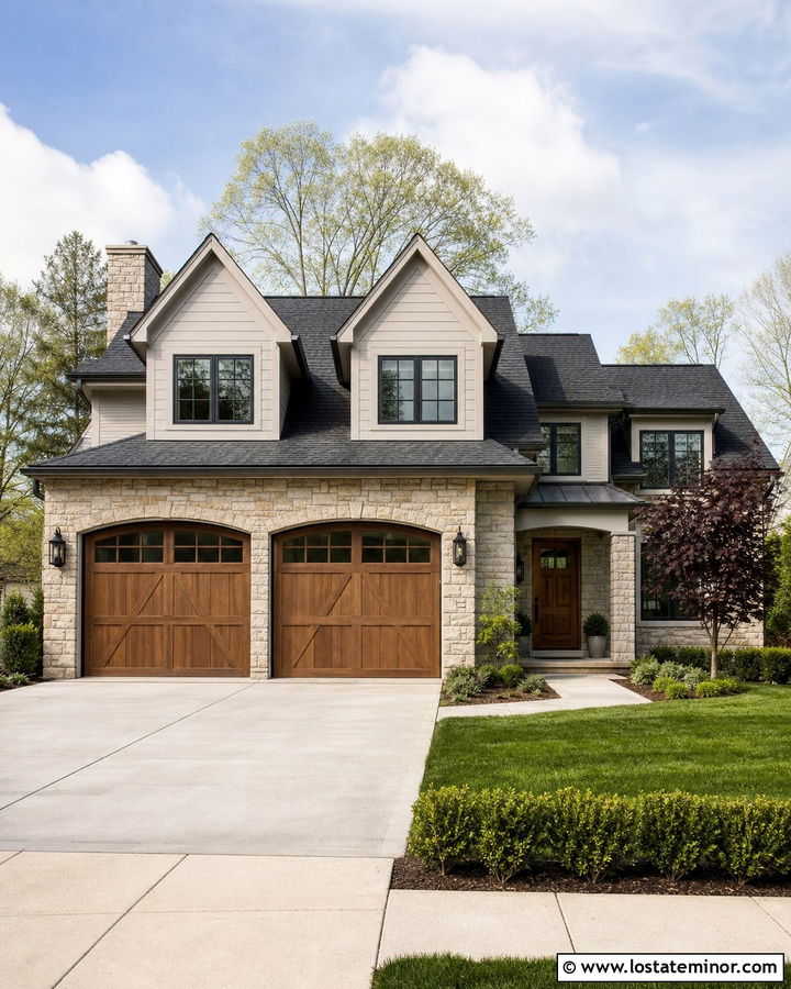 Stone House With Dormers Over Garage - 30 Stone House Design With Dormers Ideas