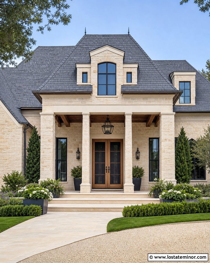 Stone House With Double Screen Doors - 30 Stone House Design With Screen Door Ideas