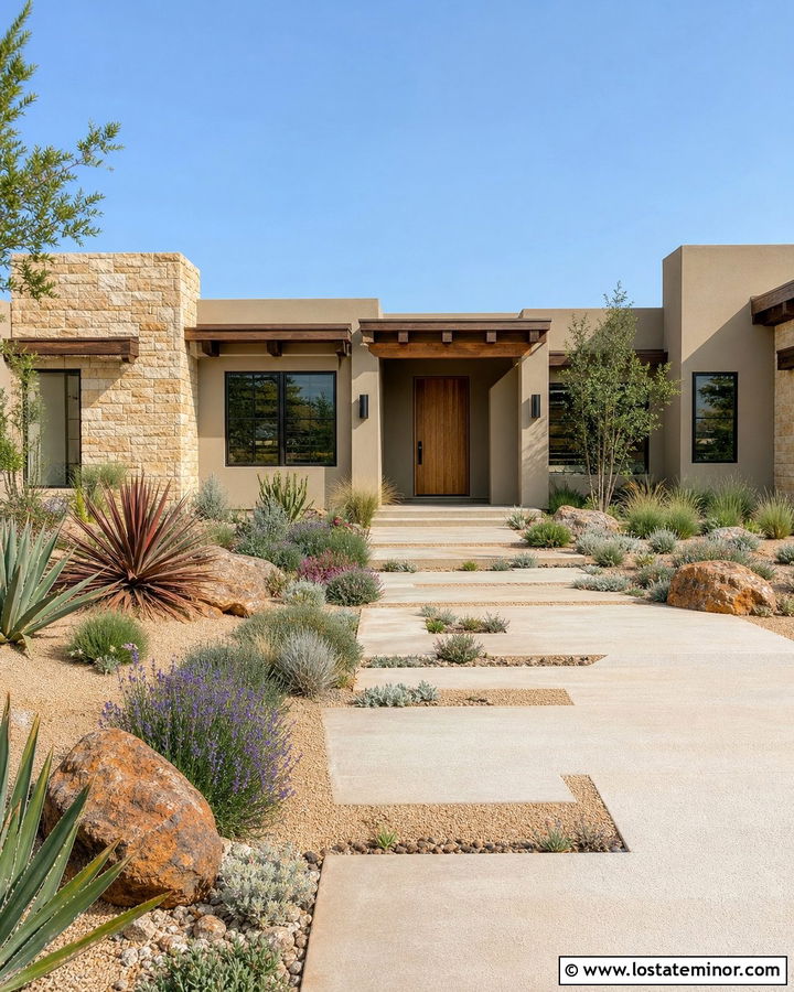 Stone House With Drought Tolerant Landscaping - 30 Stone House Design With Landscaping Ideas